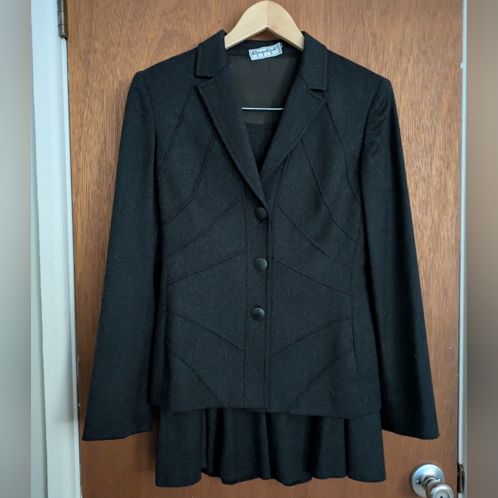 Wool Blazer & Wool Skirt.  Dark Gray, Giorgio Grati, Italy, Size 42/Medium.